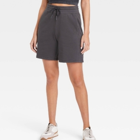 JoyLab Dark Gray Tie Waist Boyfriend French Terry Shorts Size XS NWOT - Picture 7 of 8